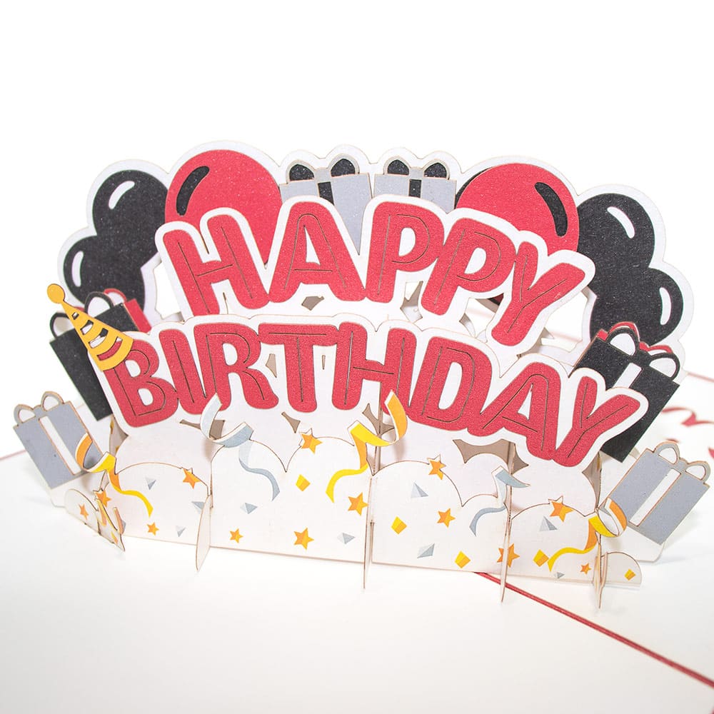 Happy Birthday text pop up cards, 3d birthday cards