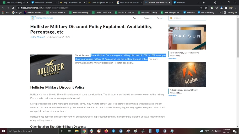 Hollister military discount? â Knoji