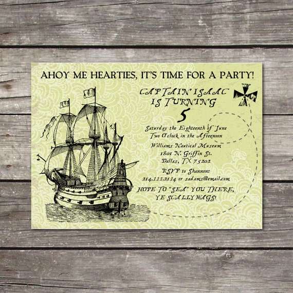 Items similar to PRINTABLE Pirate Ship birthday party invitation on Etsy