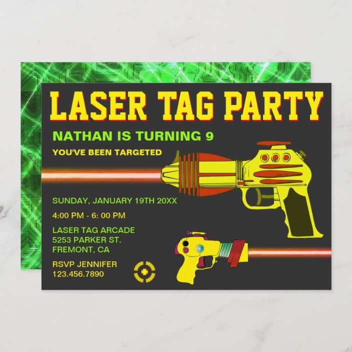 Laser Tag Kids Birthday Party Invitation