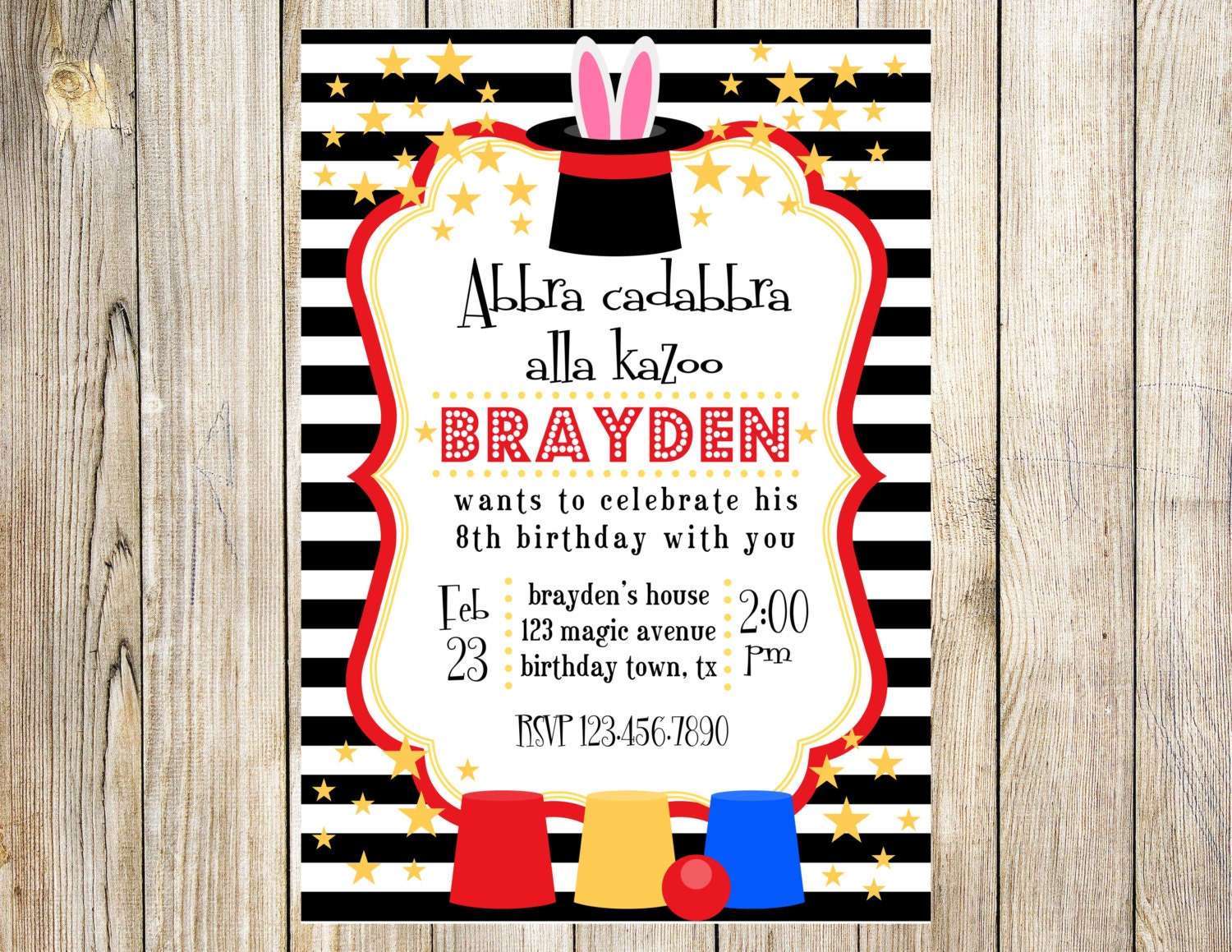 Magic Show Birthday Party Invitation by EmmyJosParties on Etsy
