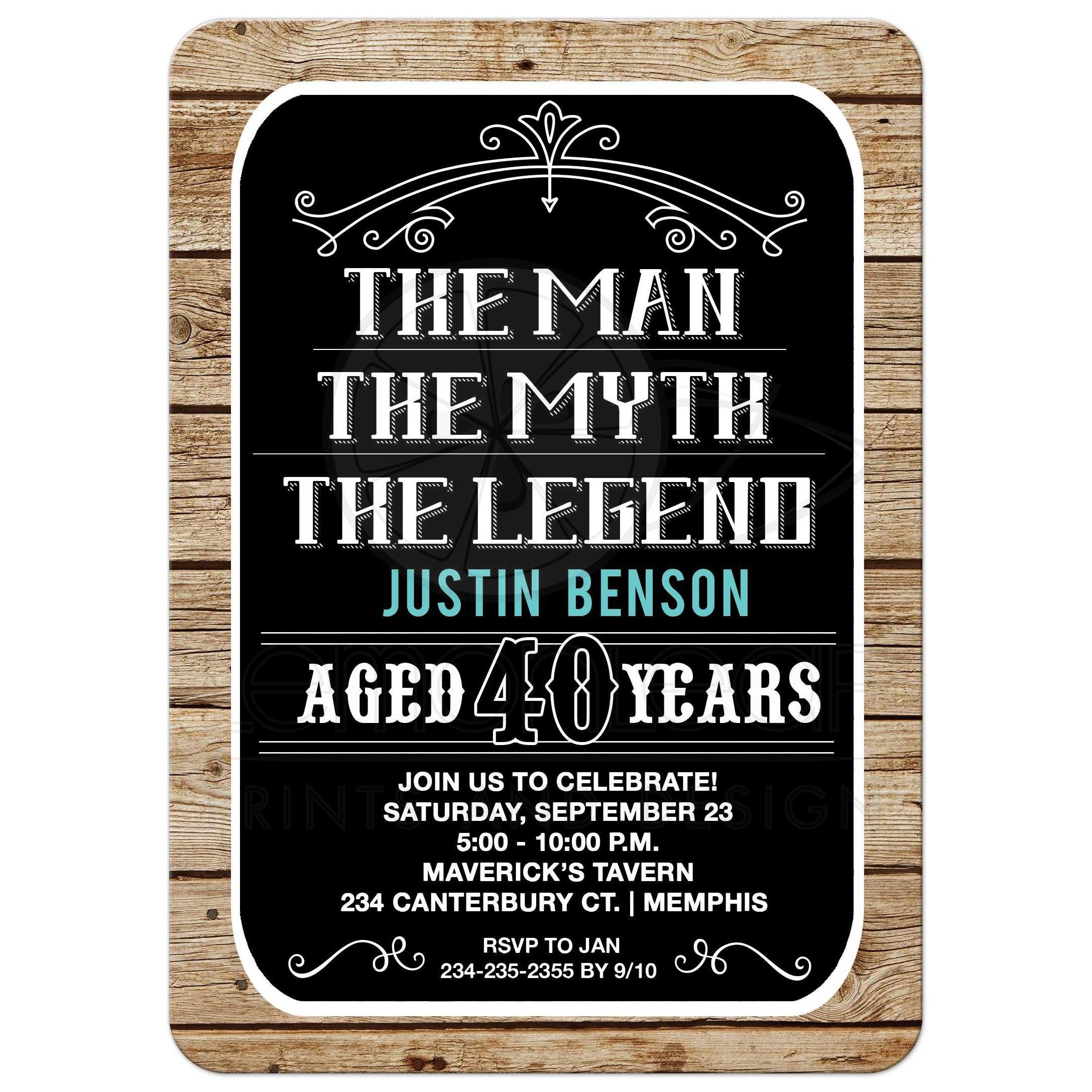 Man, Myth, Legend 40th Birthday Invitation / 40 Year Old Man Birthday ...