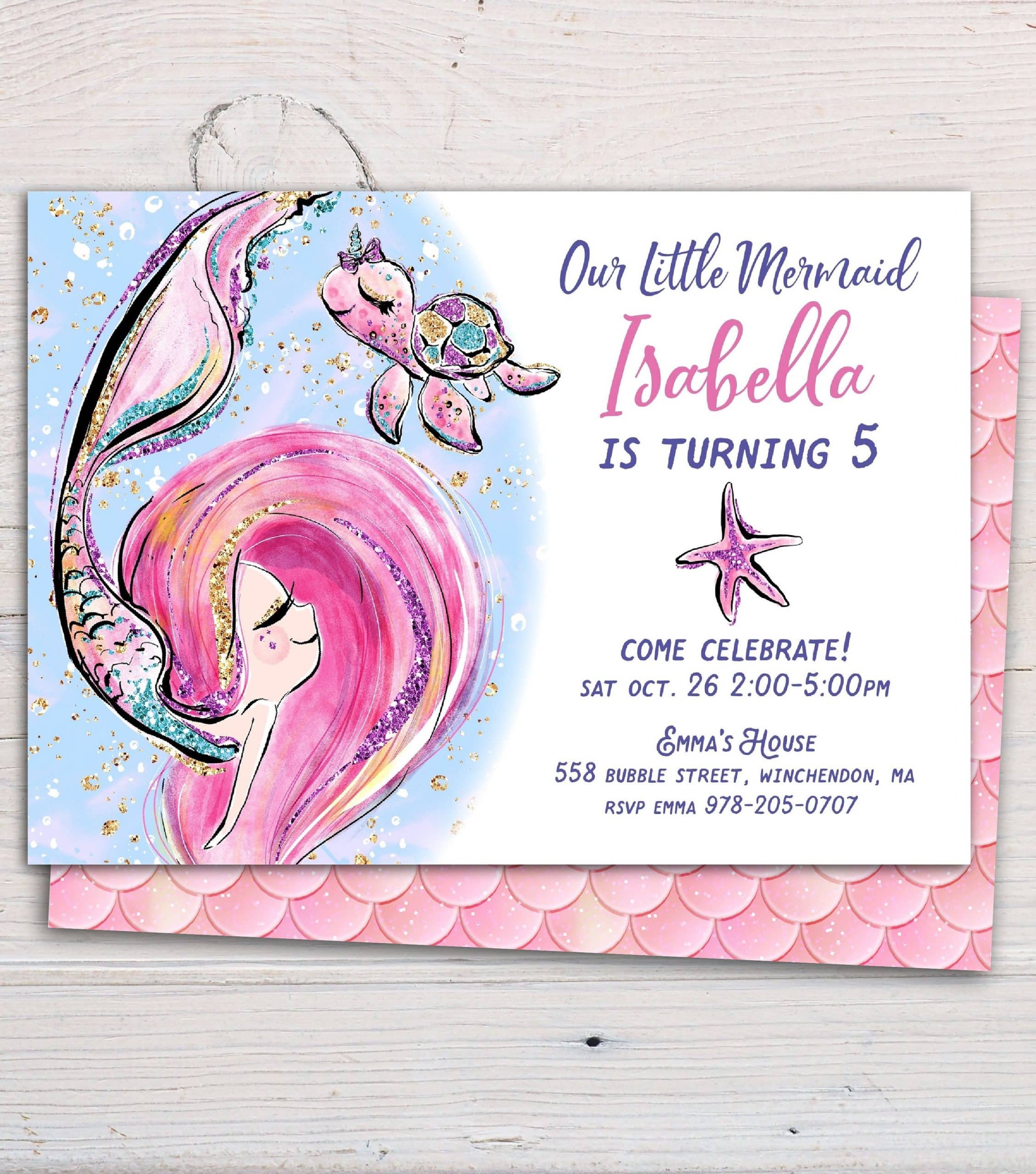 Mermaid Invitation Printable Editable Template for Birthday
