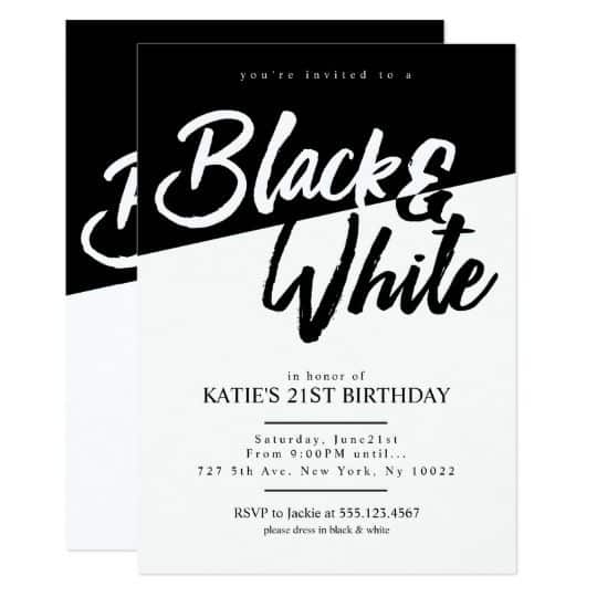 Modern Style Black and White Party Invitations
