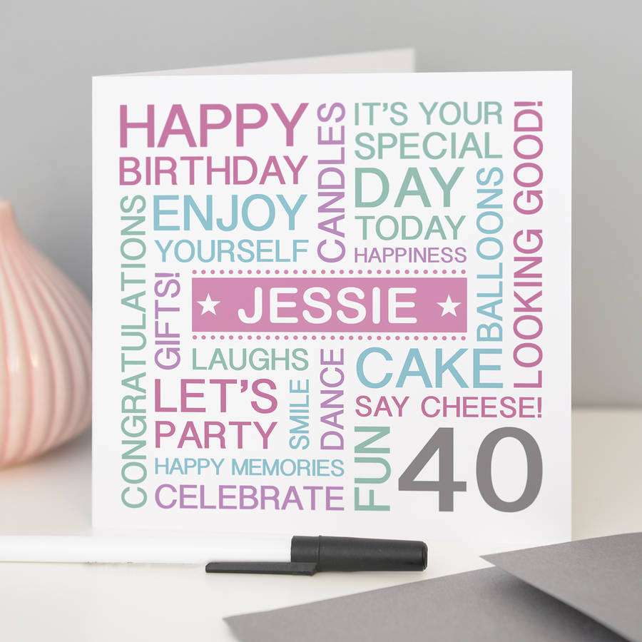 Personalised 40th Birthday Card By A Type Of Design ...