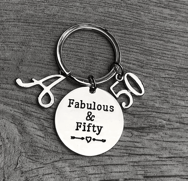 Personalized 50th Birthday Keychain with Letter Charmâ Infinity ...