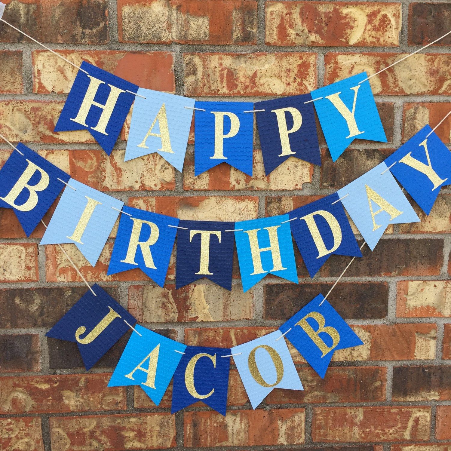 Personalized blue birthday banner! I just love these bright blue colors ...