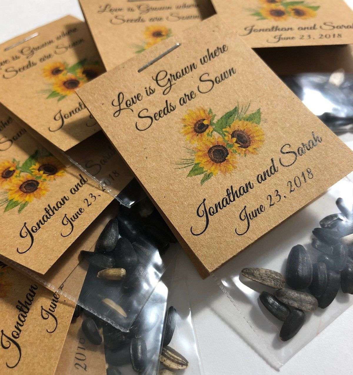 Personalized Sunflower Sachet Size Love is Grown Where Seeds