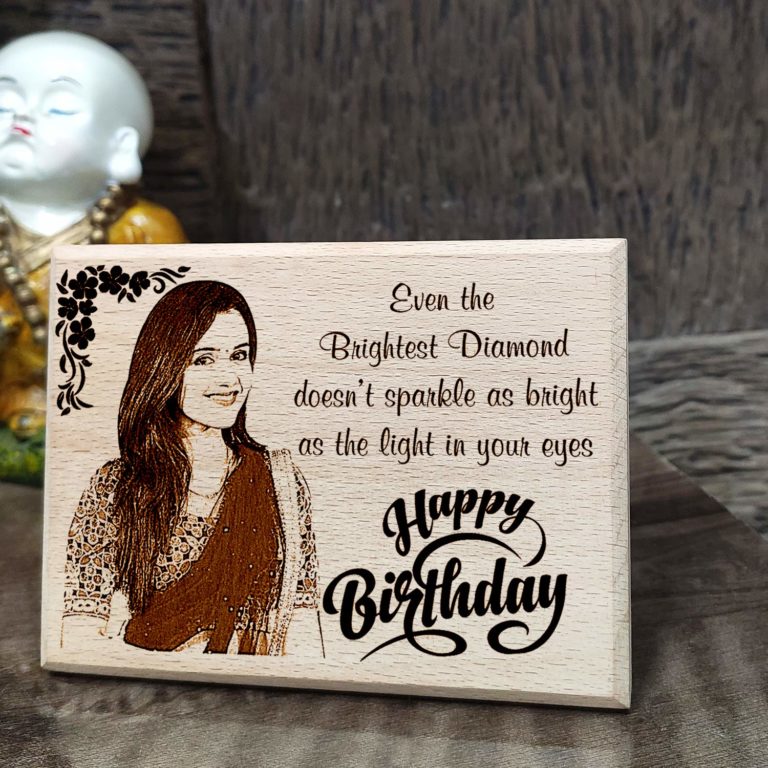Personalized Wooden Happy Birthday Frame for Girlfriend (10 X 8 Inch ...