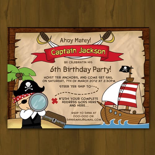 Pirate Birthday Printed Invitation