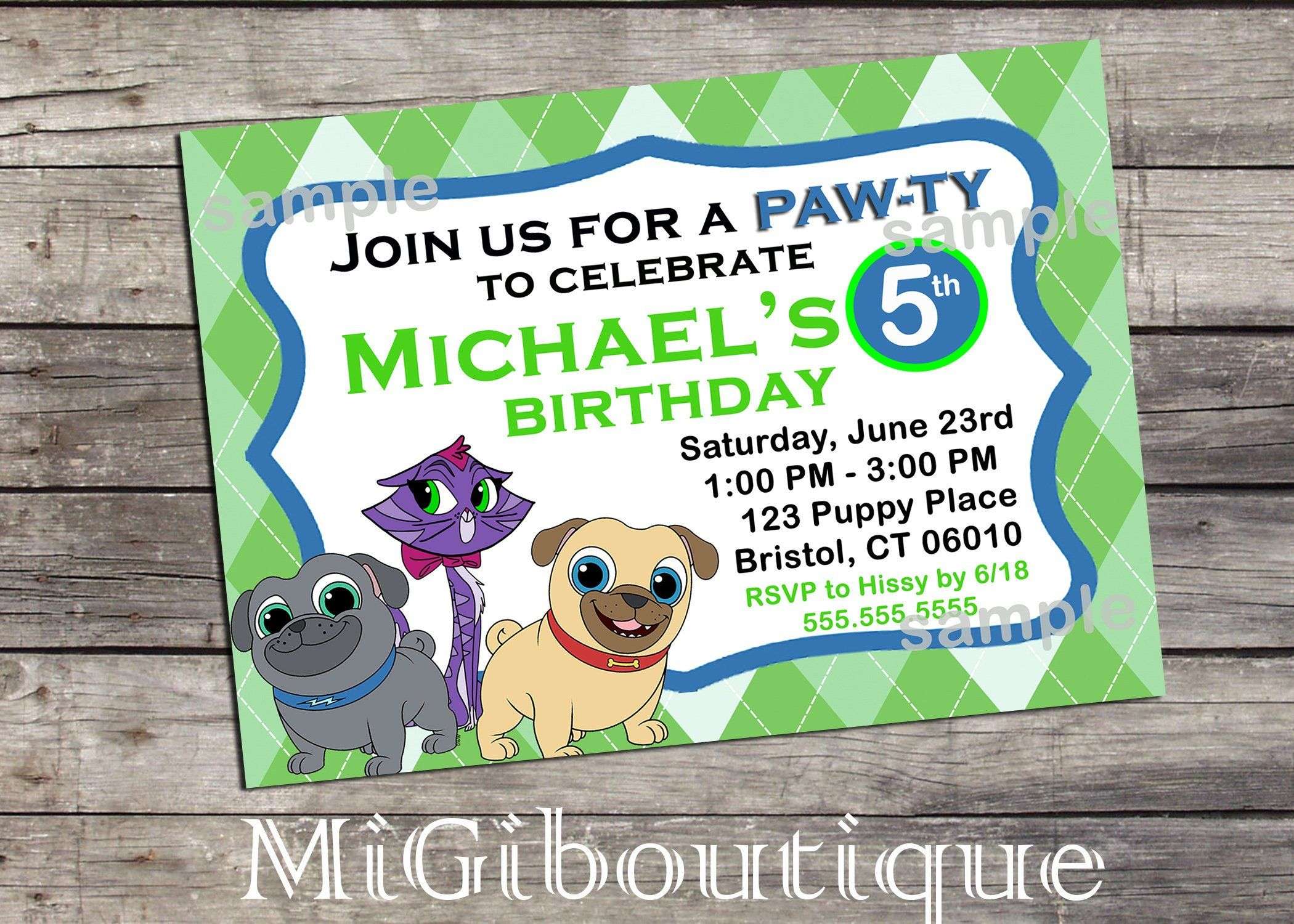 Puppy Dog Pals Personalized Birthday Invitation Girls boys Birthday by ...