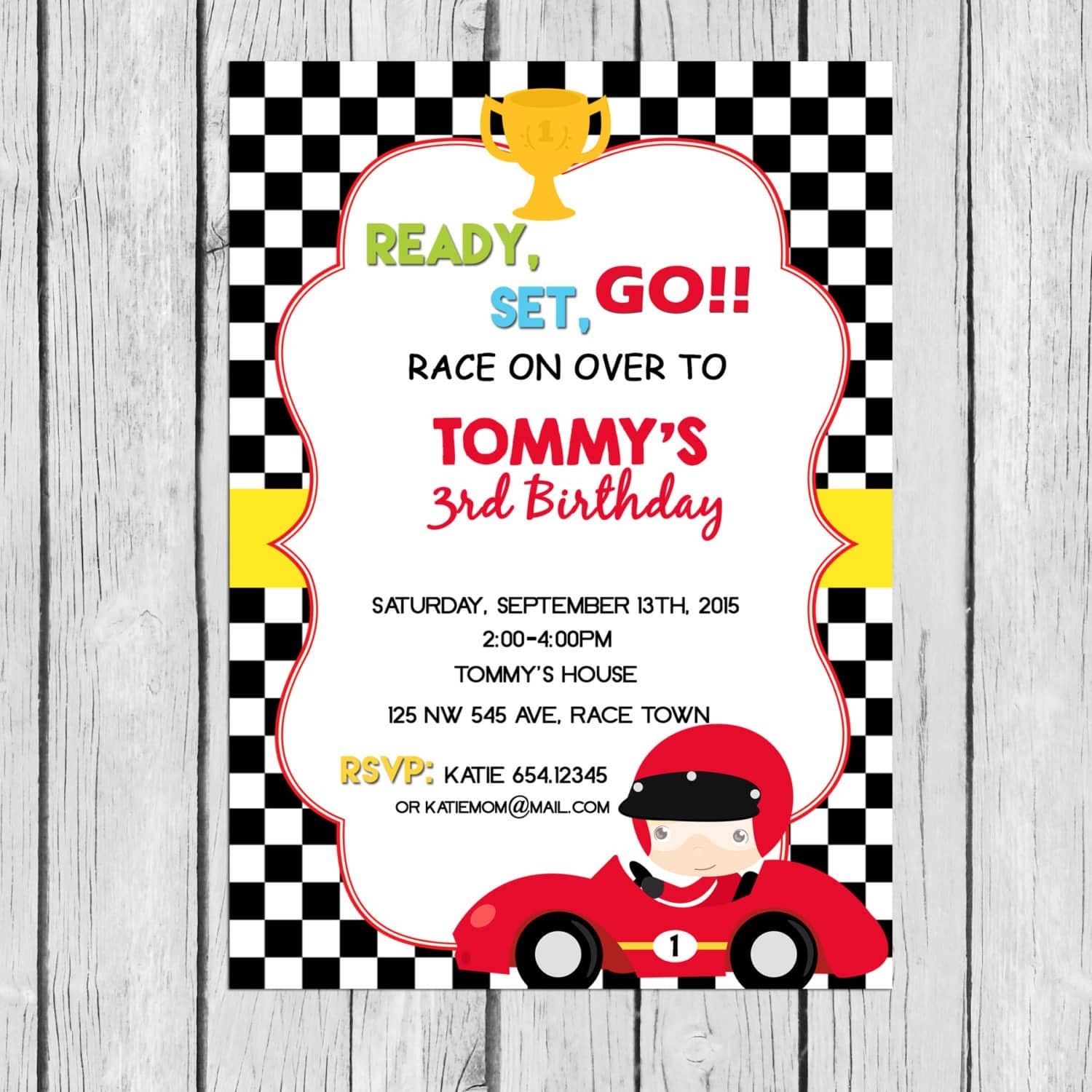 Race Car invitation Birthday Racing invitation Party