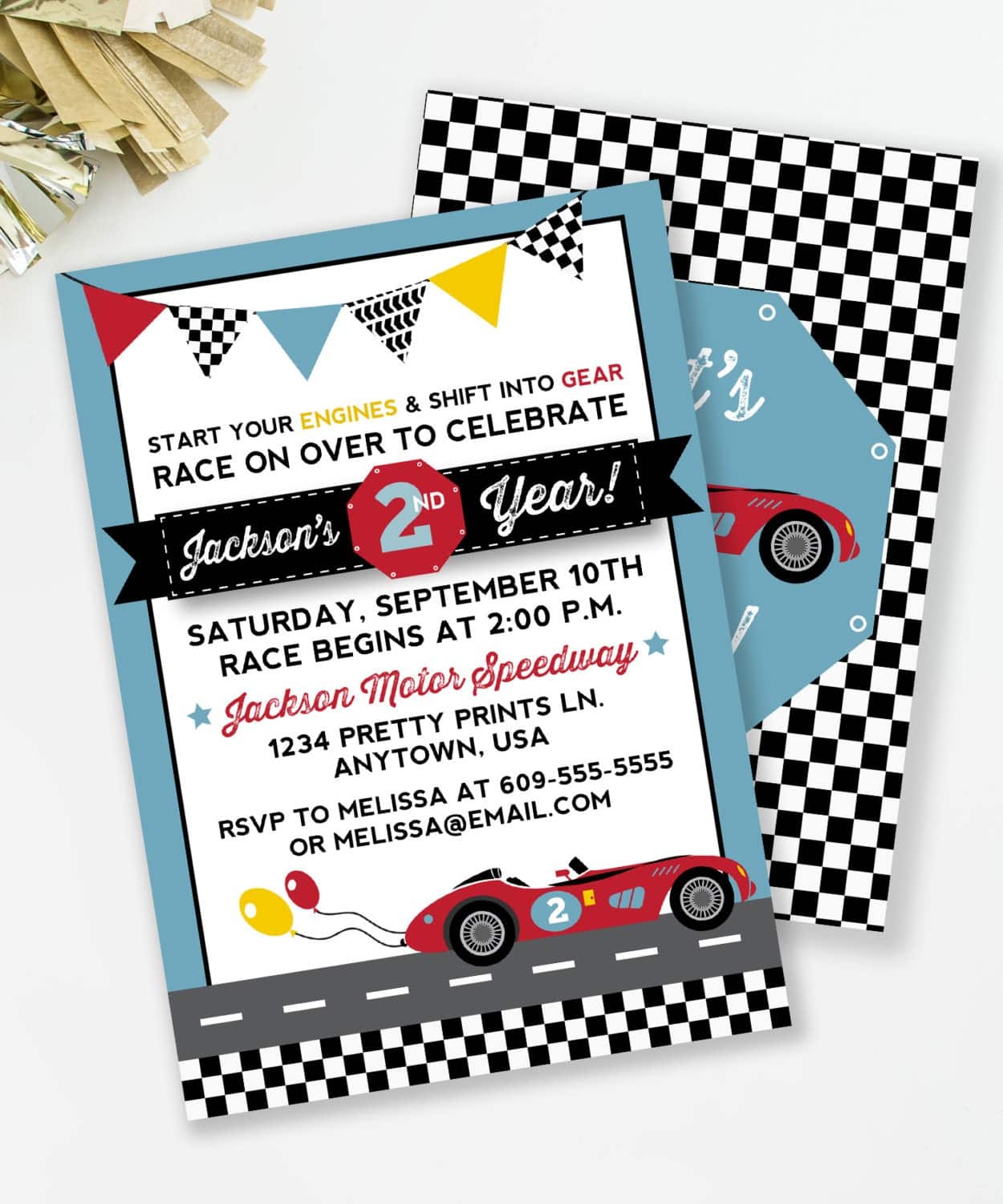 Race Car Invitation Race Car Birthday Racing Theme Boys