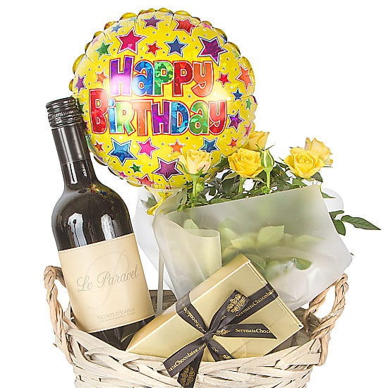 Red Wine Gift Basket Happy Birthday