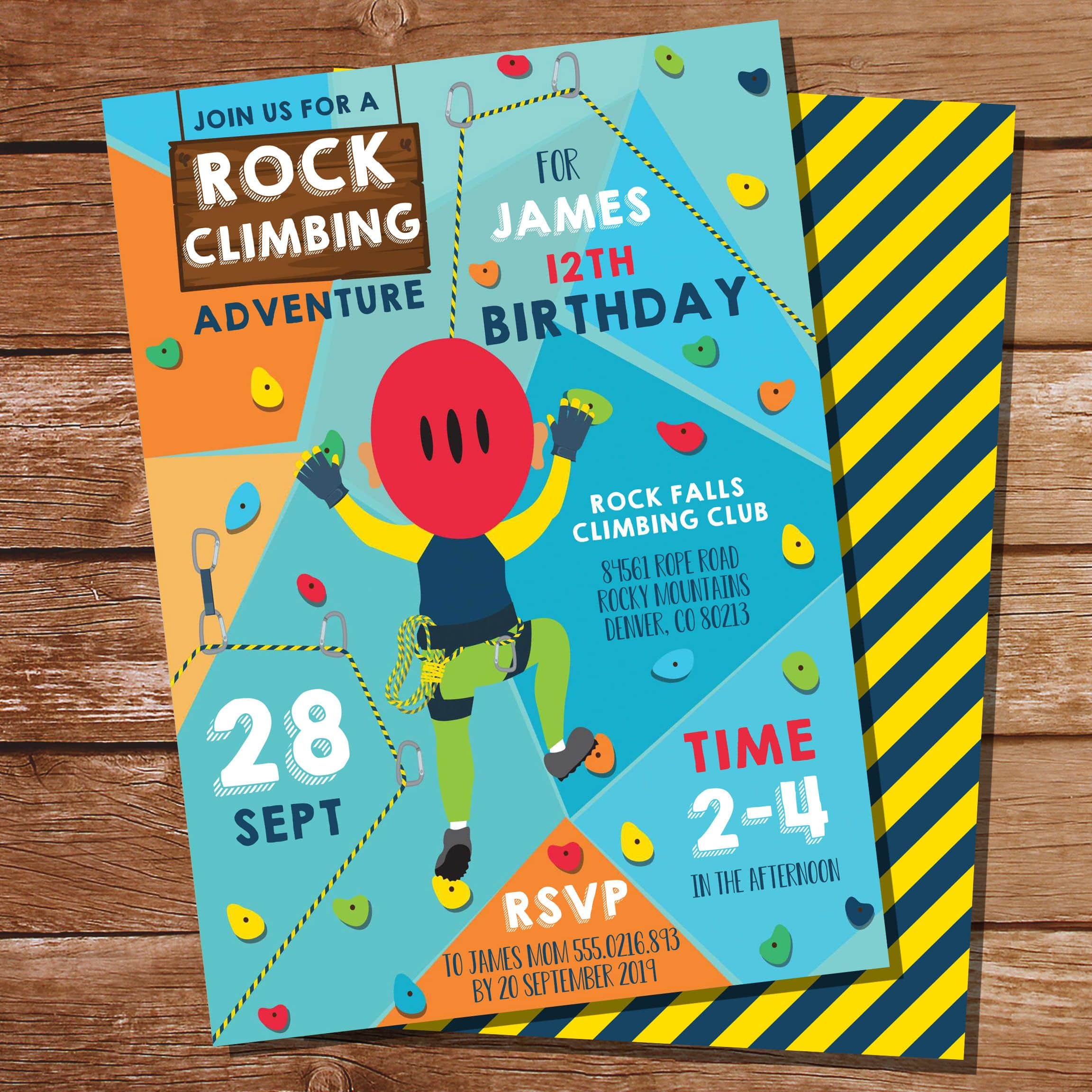 Rock Climbing Party Invitation Indoor Climbing Party Invite