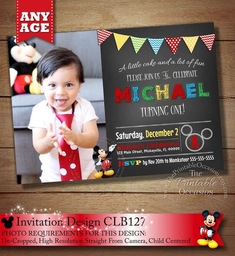 SAME DAY SVC Mickey Mouse Birthday Invitations Mickey Mouse