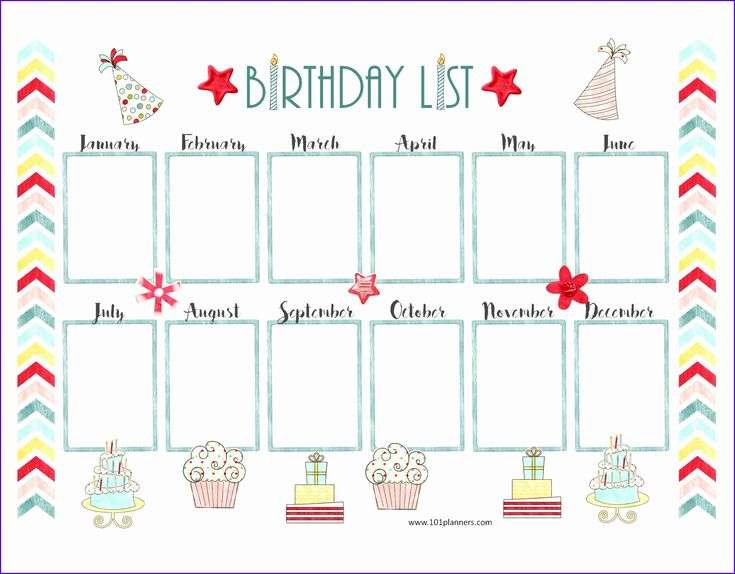 Sample Free Birthday Calendar Template Excel Gaklh Inspirational Free ...