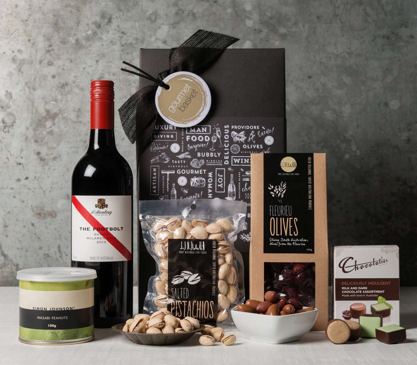 Send a red wine gift basket from Gourmet Basket today