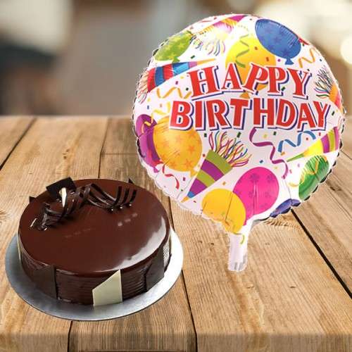Send Cake with happy birthday balloon Online
