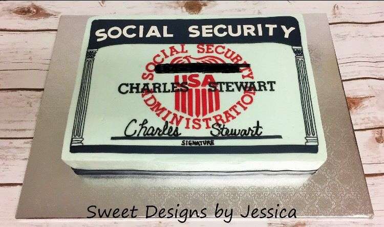 social security card birthday cake