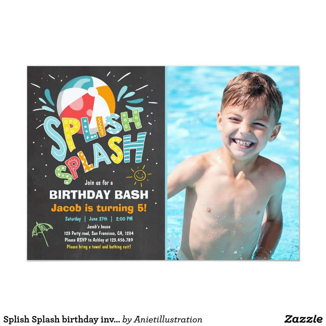 Splish Splash birthday invitation Pool party in 2020