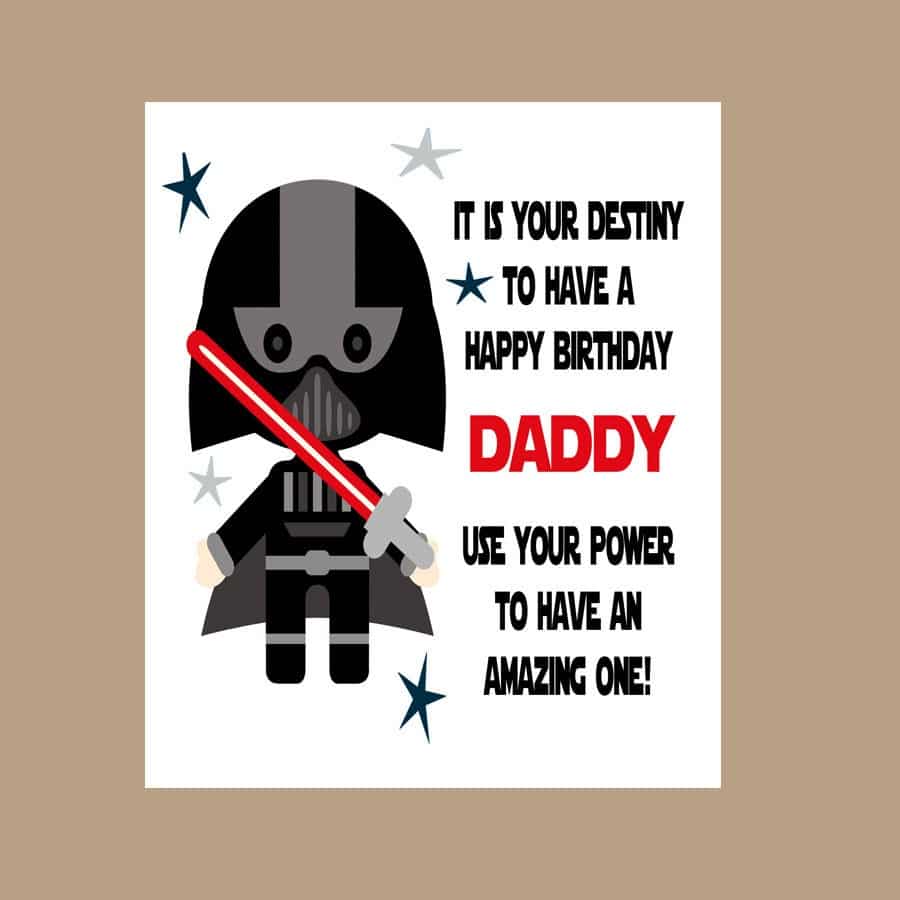 Star Wars Dad Birthday Card Star Wars Daddy Birthday Darth