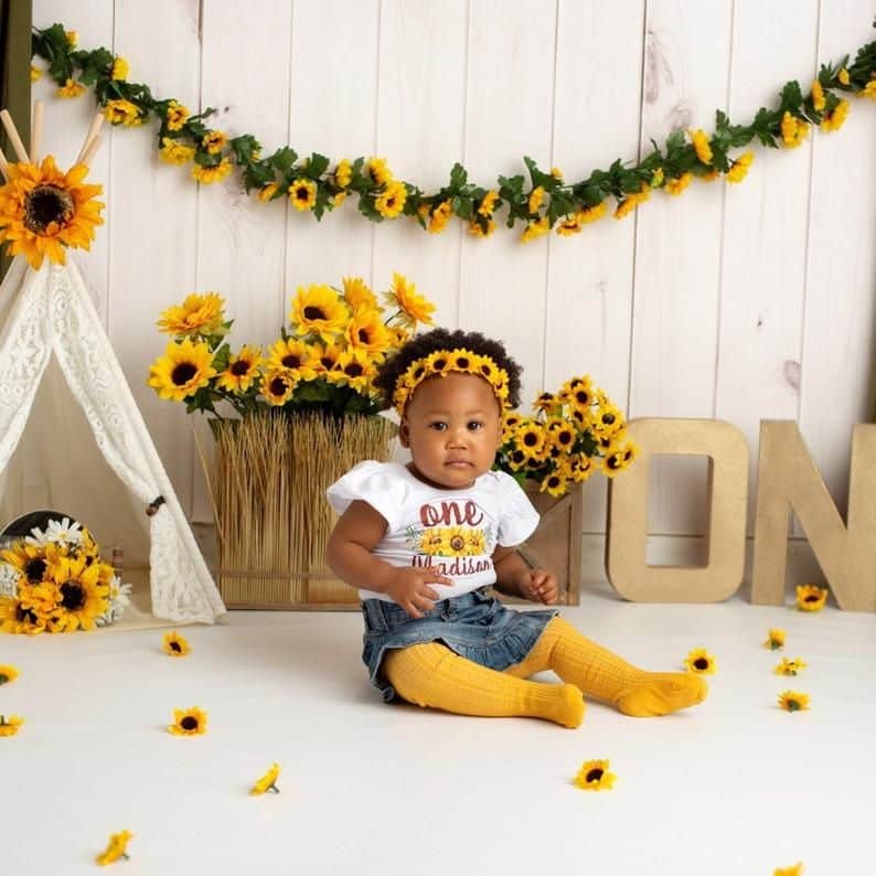 Sunflower Birthday Outfit Personalized Baby Girl Fall 1st Birthday ...