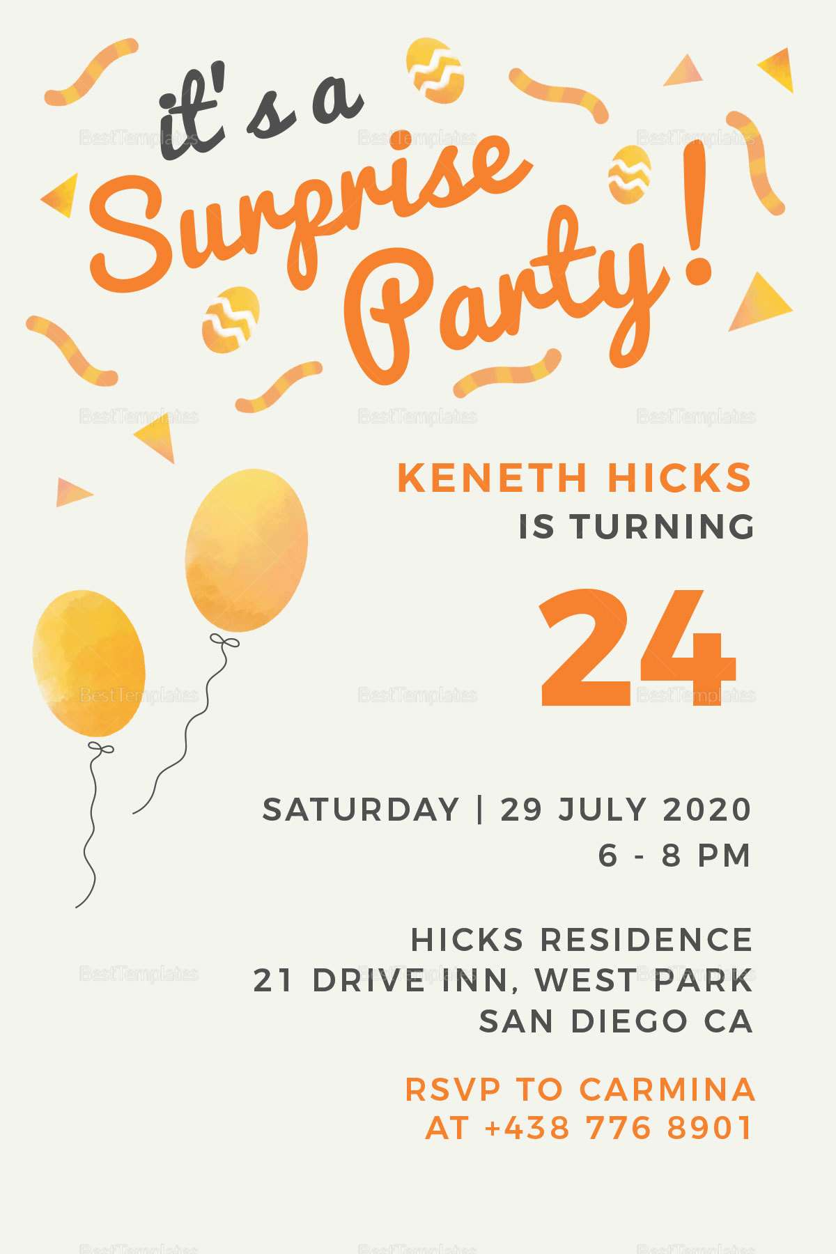 Surprise Birthday Party Invitation Design Template in PSD ...