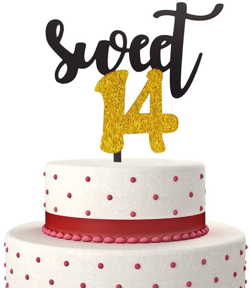 Sweet 14 Cake Topper for Happy 14th Birthday or Anniversary Party ...