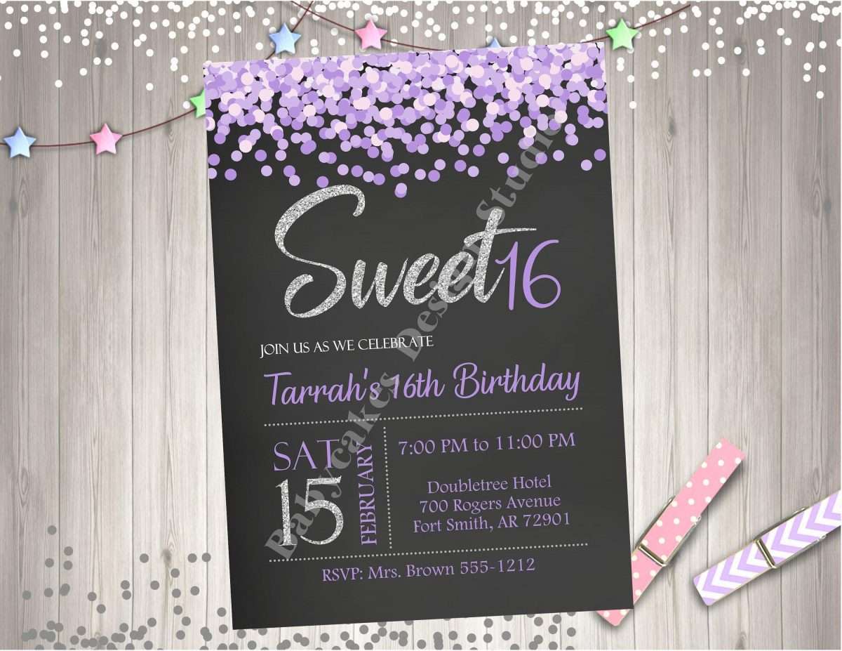 Sweet 16 Birthday Party Invitation Invite Digital Printable