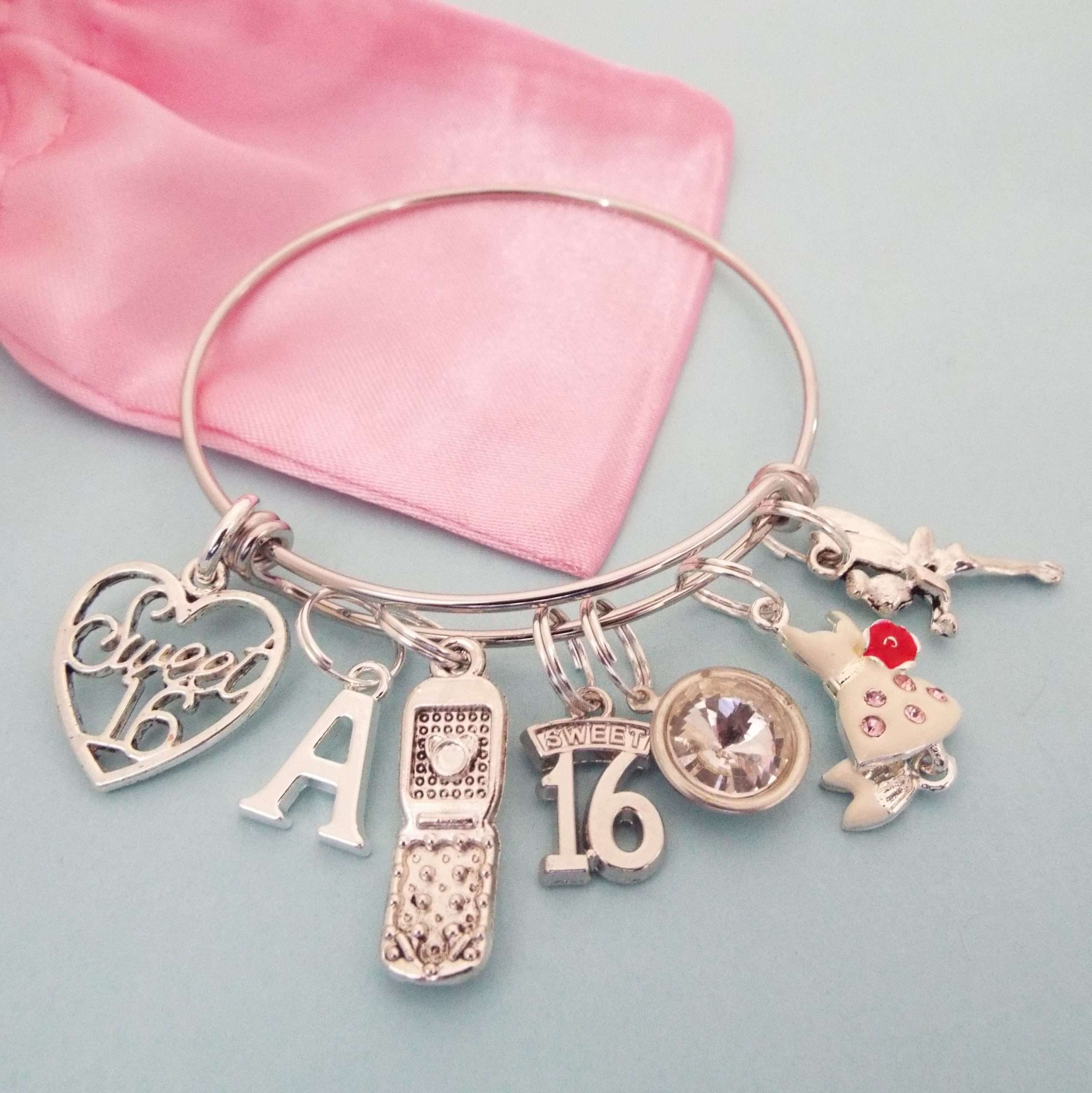 Sweet 16 Charm Bracelet, 16th Birthday Gift Girl, Personalized Sweet 16 ...