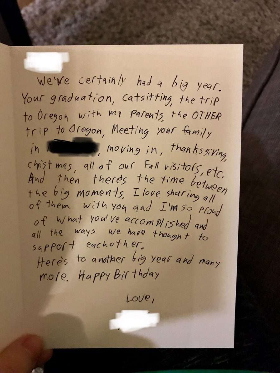 The birthday card my boyfriend gave me made me cry : happy