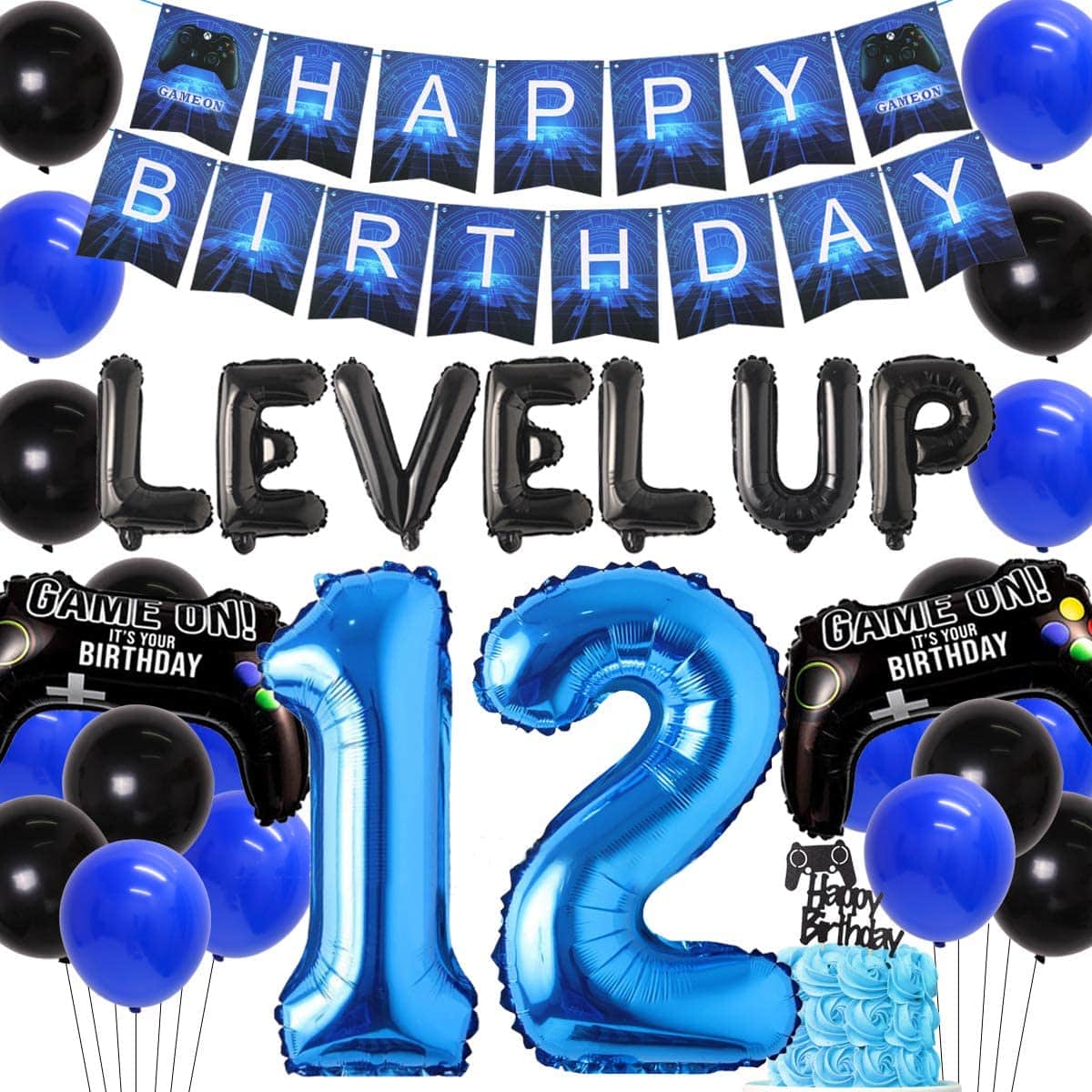 Video Game 12th Birthday Party Decorations Blue 12 Years Old Birthday ...